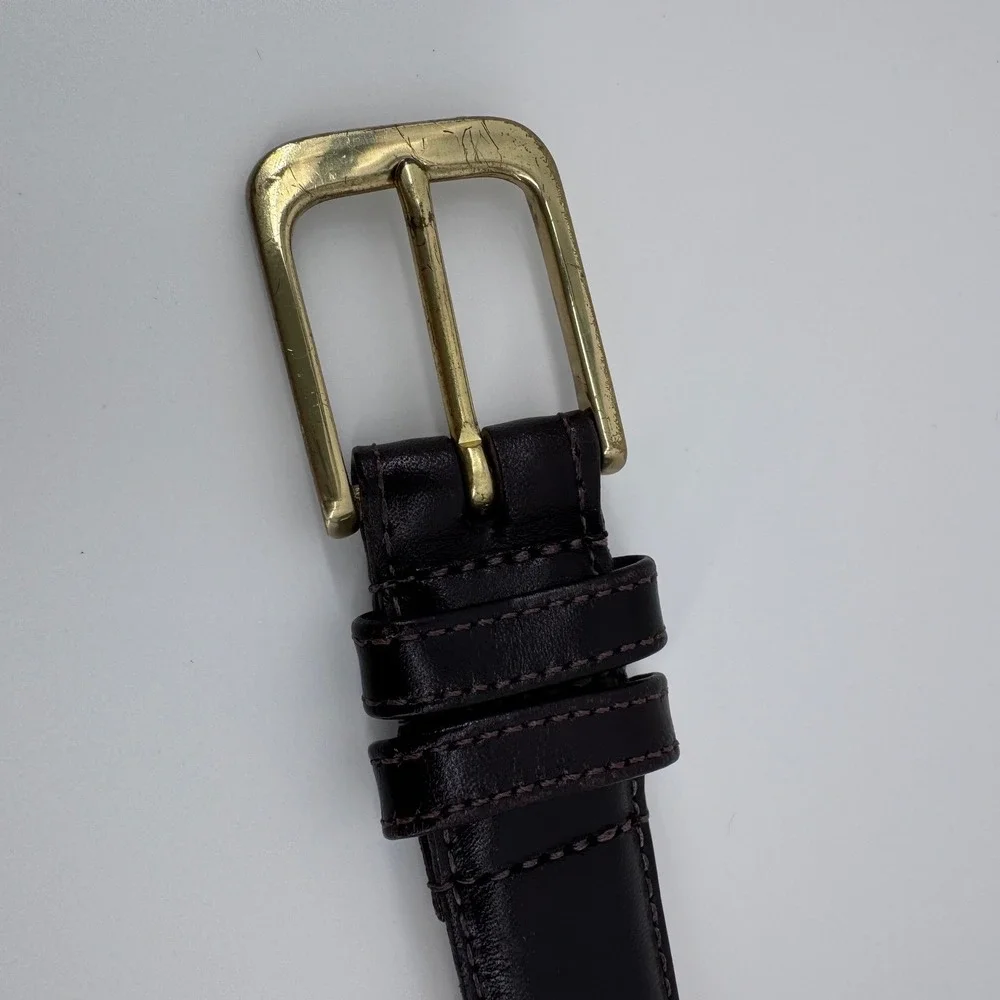 Coach Belt Men 30 Mocha Brown Burnished Cowhide Leather Solid Brass 5700 Vintage